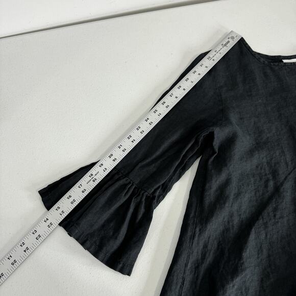 Bryn Walker Top Womens Small Black Fran Linen Ruffle Bell Sleeve High-Low Blouse - Picture 9 of 12